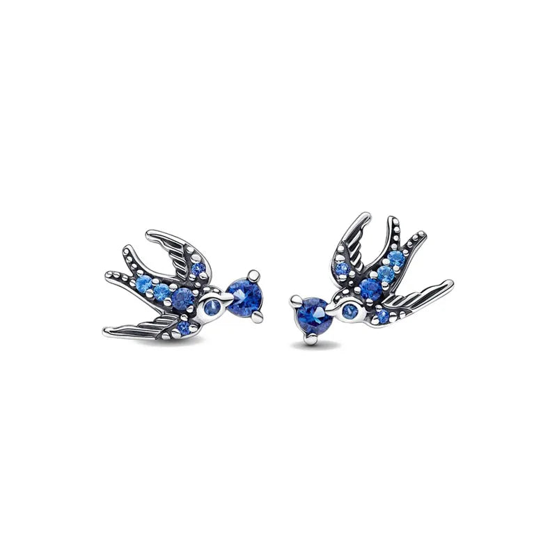 2024 Double Hoop Sun Moon 925 Silver Plated Butterfly Heart Earrings Stud Fit Original Charms Diy For Women Accessories