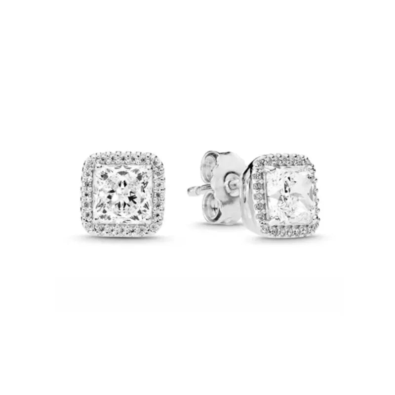 2024 Double Hoop Sun Moon 925 Silver Plated Butterfly Heart Earrings Stud Fit Original Charms Diy For Women Accessories