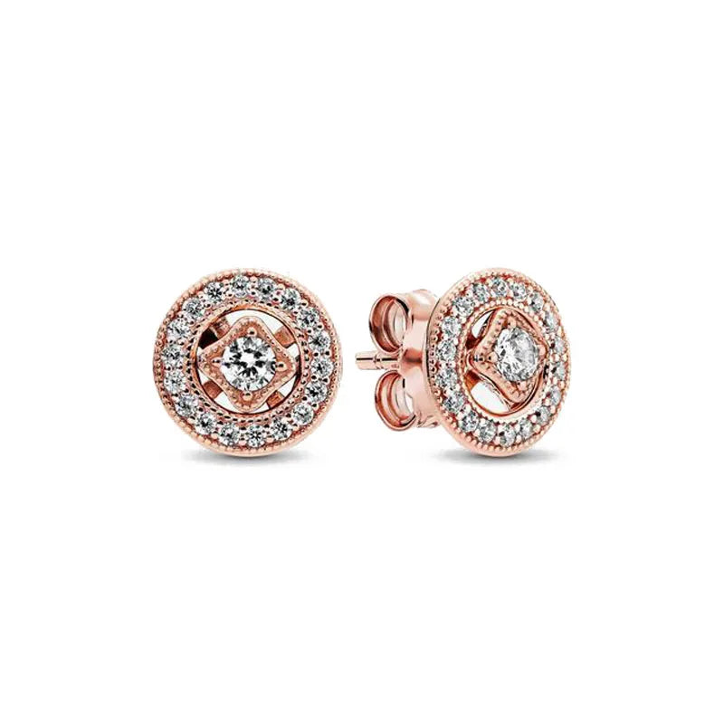 2024 Double Hoop Sun Moon 925 Silver Plated Butterfly Heart Earrings Stud Fit Original Charms Diy For Women Accessories