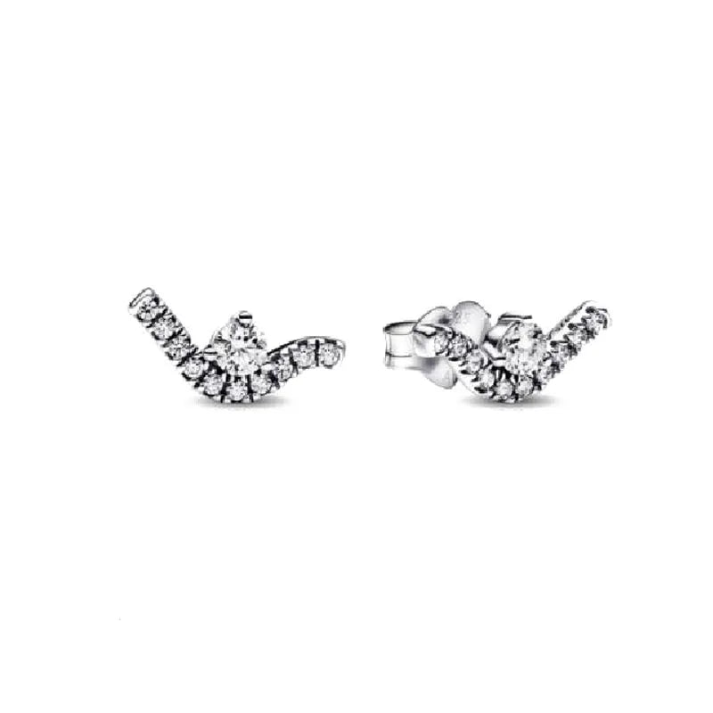 2024 Double Hoop Sun Moon 925 Silver Plated Butterfly Heart Earrings Stud Fit Original Charms Diy For Women Accessories