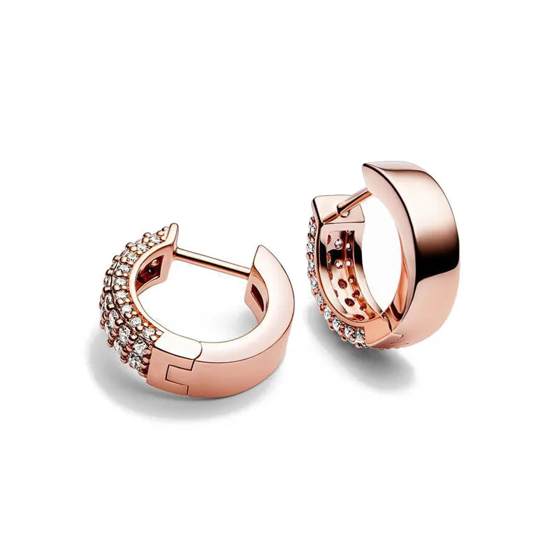 2024 Double Hoop Sun Moon 925 Silver Plated Butterfly Heart Earrings Stud Fit Original Charms Diy For Women Accessories