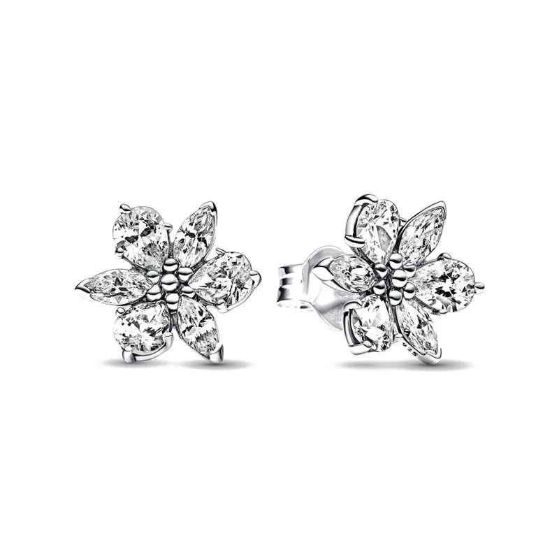 2024 Double Hoop Sun Moon 925 Silver Plated Butterfly Heart Earrings Stud Fit Original Charms Diy For Women Accessories