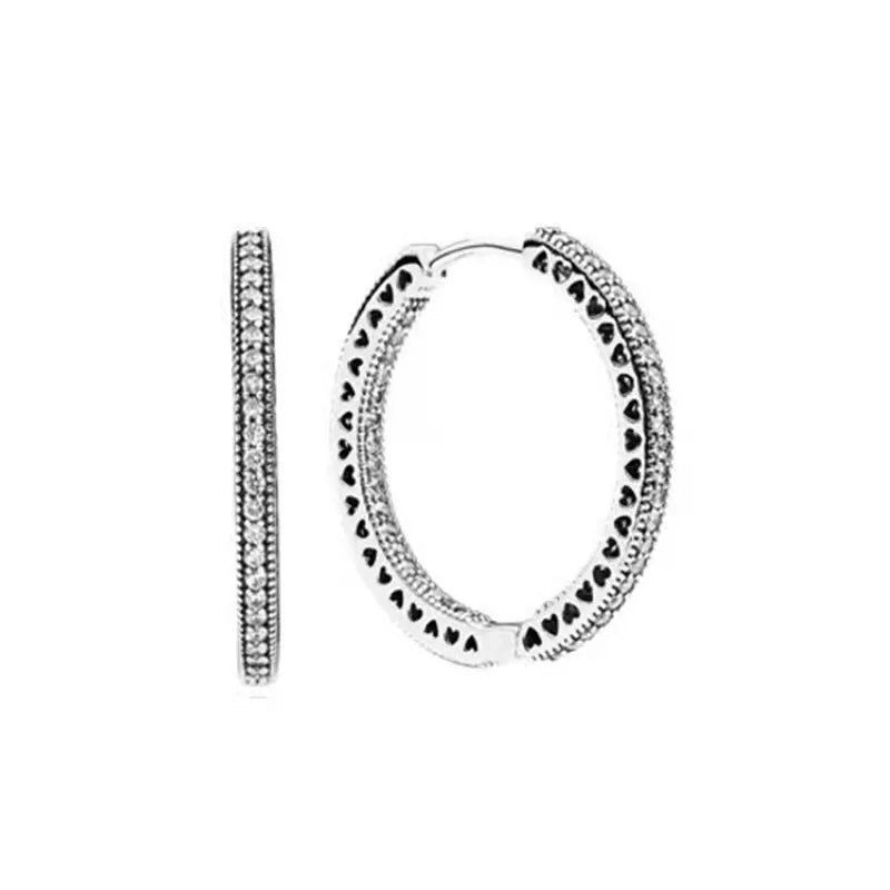 2024 Double Hoop Sun Moon 925 Silver Plated Butterfly Heart Earrings Stud Fit Original Charms Diy For Women Accessories