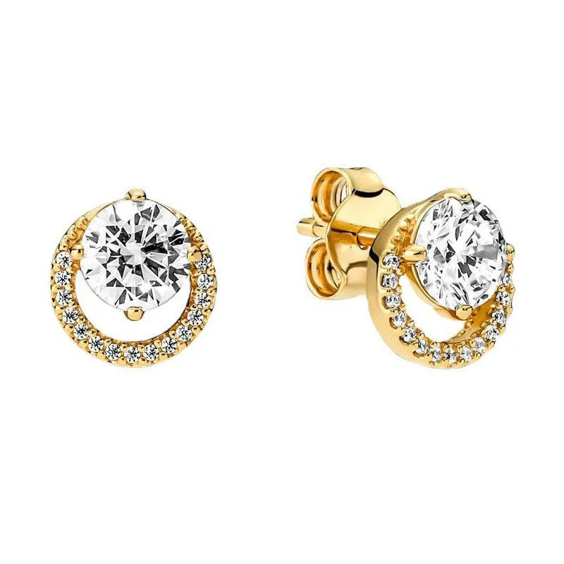 2024 Double Hoop Sun Moon 925 Silver Plated Butterfly Heart Earrings Stud Fit Original Charms Diy For Women Accessories