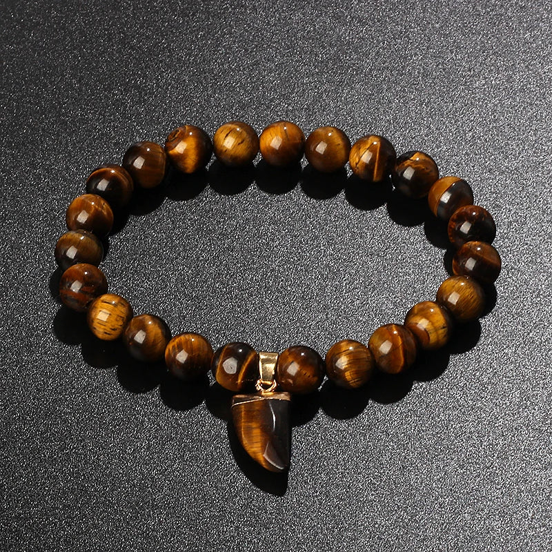 Tiger Eye Stone Horn Bracelets for Women Nature Onyx Quartzs Beaded Charm Bracelets Men Turquois Amethysts Couple Amulet Jewelry