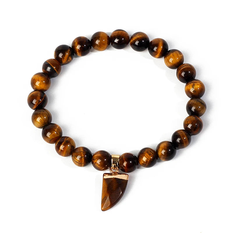 Tiger Eye Stone Horn Bracelets for Women Nature Onyx Quartzs Beaded Charm Bracelets Men Turquois Amethysts Couple Amulet Jewelry