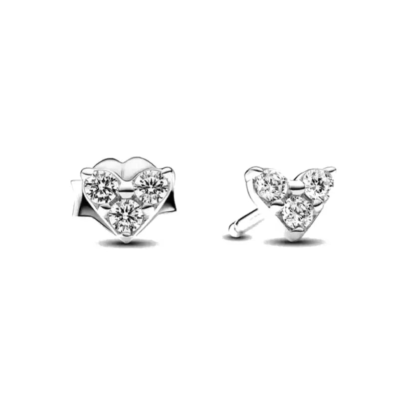 2024 Double Hoop Sun Moon 925 Silver Plated Butterfly Heart Earrings Stud Fit Original Charms Diy For Women Accessories