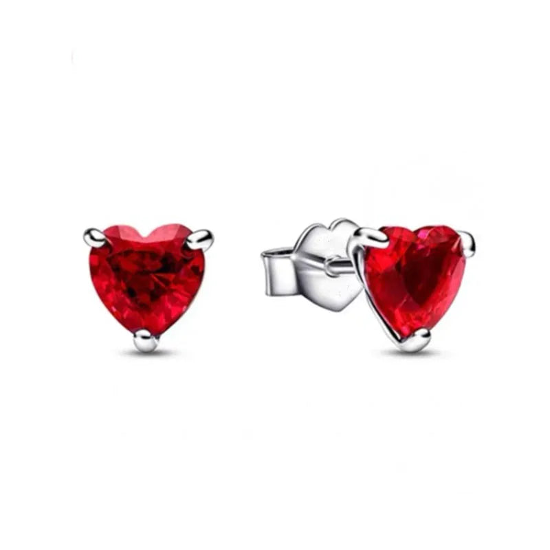2024 Double Hoop Sun Moon 925 Silver Plated Butterfly Heart Earrings Stud Fit Original Charms Diy For Women Accessories