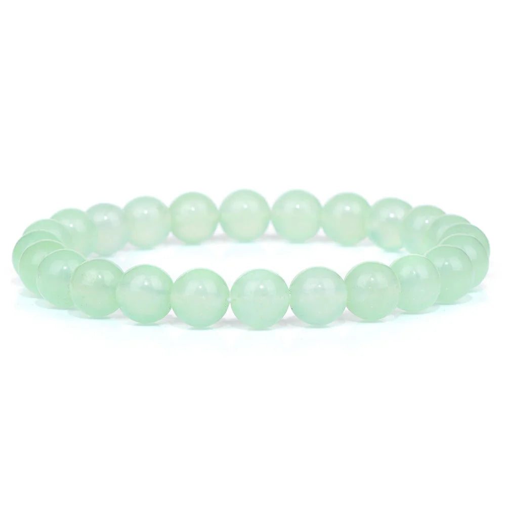 8MM Green Stone Bracelet Natural Agates Aventurine Jades Gem Stone Stretch Bangle Healing Energy Wealth Handmade Jewelry Gift