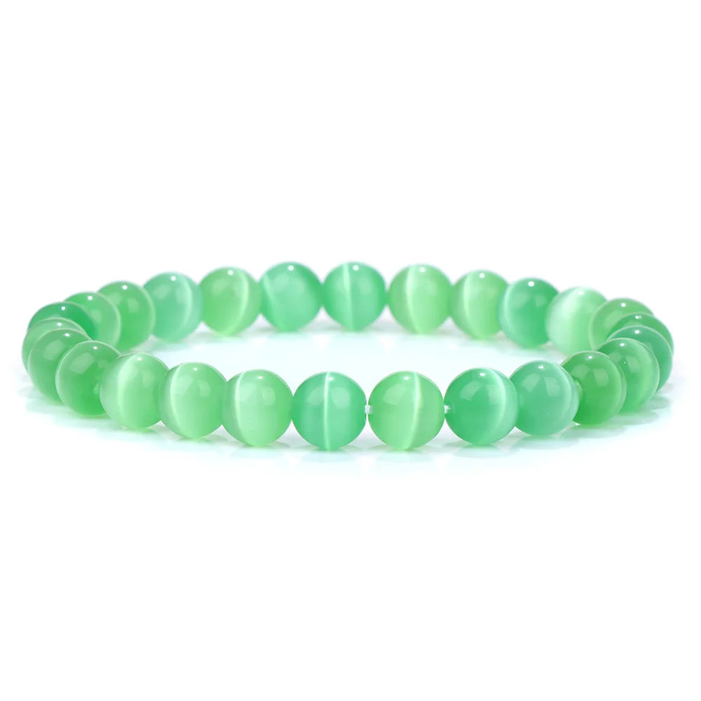 8MM Green Stone Bracelet Natural Agates Aventurine Jades Gem Stone Stretch Bangle Healing Energy Wealth Handmade Jewelry Gift