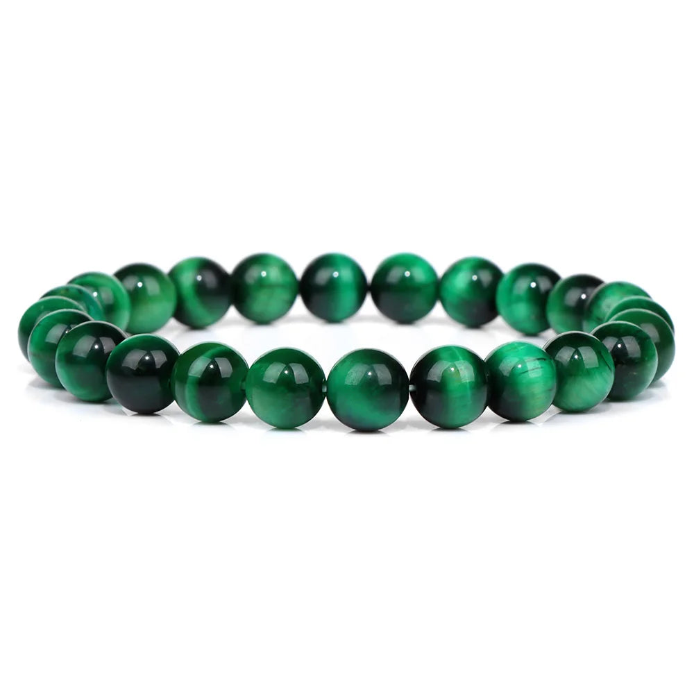 8MM Green Stone Bracelet Natural Agates Aventurine Jades Gem Stone Stretch Bangle Healing Energy Wealth Handmade Jewelry Gift