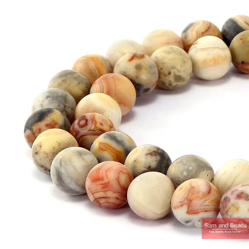 Natural Stone Dull Polish Matte Crazy Lace Agata Beads 15" Strand 4-12mm For Bracelet Necklace Making MCLAB01