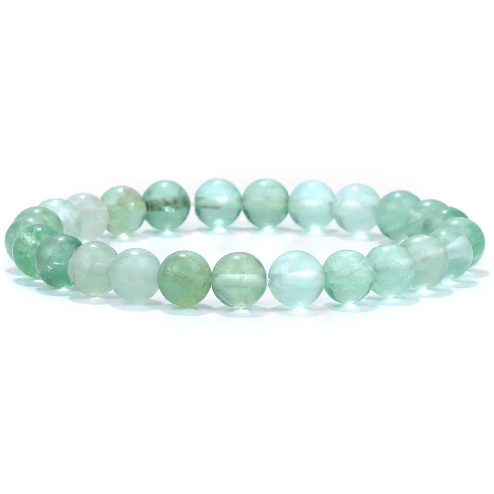 8MM Green Stone Bracelet Natural Agates Aventurine Jades Gem Stone Stretch Bangle Healing Energy Wealth Handmade Jewelry Gift