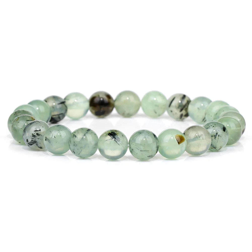 8MM Green Stone Bracelet Natural Agates Aventurine Jades Gem Stone Stretch Bangle Healing Energy Wealth Handmade Jewelry Gift