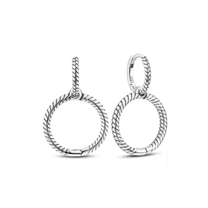 2024 Double Hoop Sun Moon 925 Silver Plated Butterfly Heart Earrings Stud Fit Original Charms Diy For Women Accessories