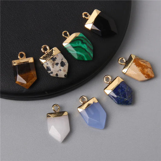 2pcs Natural Green Blue Yellow Stone Pendants Charm for Making Jewelry Necklace Earring Bracelets Women Men Diy Handmade 10x18mm