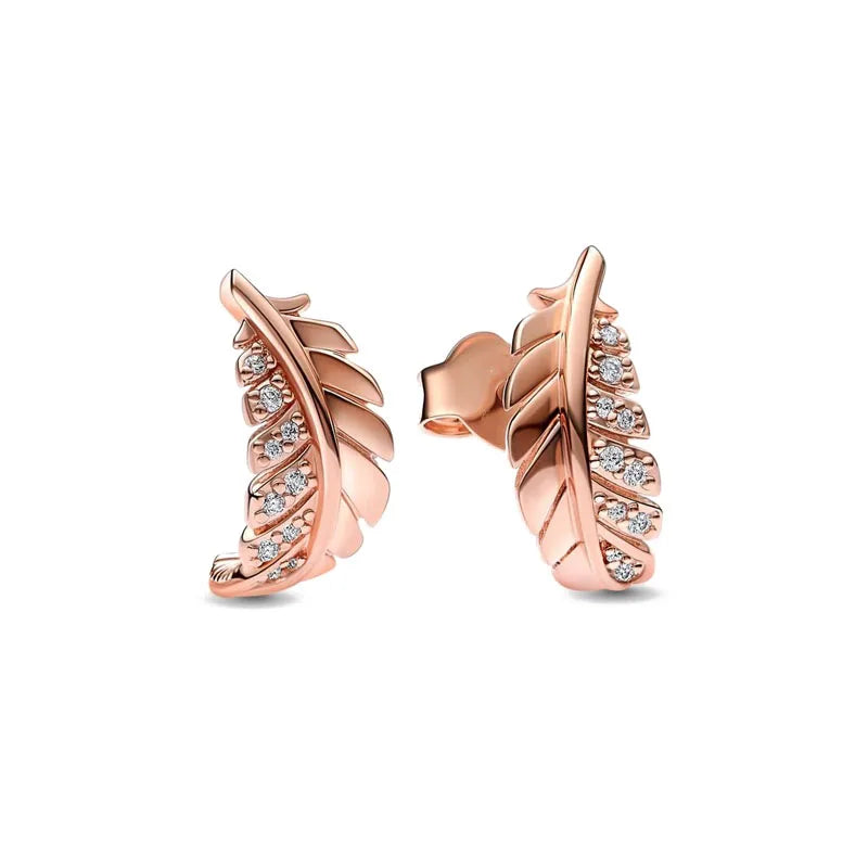 2024 Double Hoop Sun Moon 925 Silver Plated Butterfly Heart Earrings Stud Fit Original Charms Diy For Women Accessories