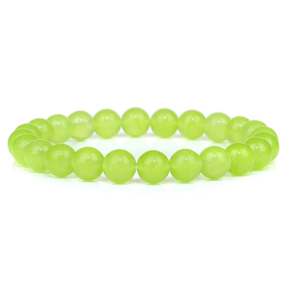 8MM Green Stone Bracelet Natural Agates Aventurine Jades Gem Stone Stretch Bangle Healing Energy Wealth Handmade Jewelry Gift