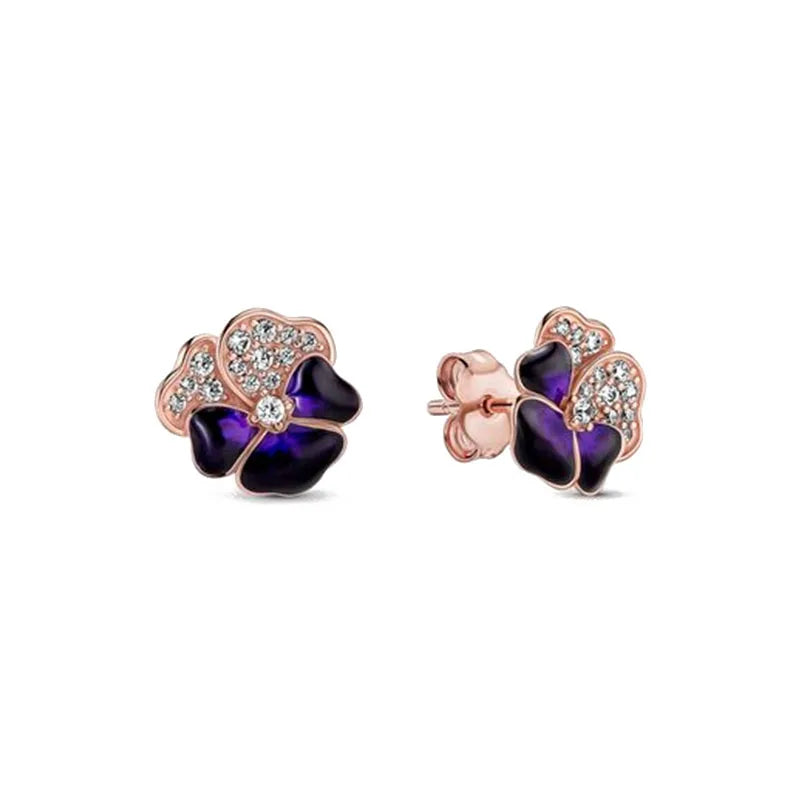 2024 Double Hoop Sun Moon 925 Silver Plated Butterfly Heart Earrings Stud Fit Original Charms Diy For Women Accessories