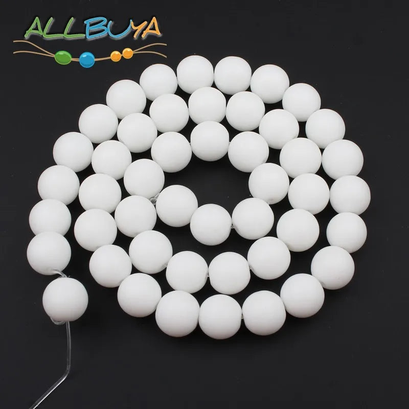 2 Strands Natural Stone Beads Matte White/Black Agata Beads for Jewelry Making DIY Bracelets Accessories Minerals beads 15 inch