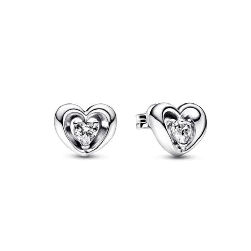 2024 Double Hoop Sun Moon 925 Silver Plated Butterfly Heart Earrings Stud Fit Original Charms Diy For Women Accessories