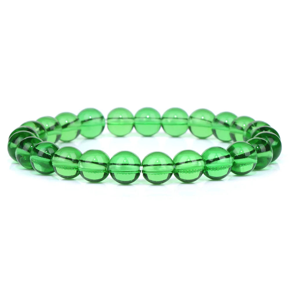 8MM Green Stone Bracelet Natural Agates Aventurine Jades Gem Stone Stretch Bangle Healing Energy Wealth Handmade Jewelry Gift