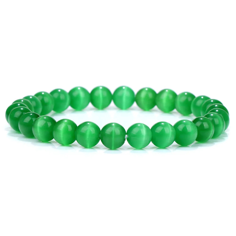 8MM Green Stone Bracelet Natural Agates Aventurine Jades Gem Stone Stretch Bangle Healing Energy Wealth Handmade Jewelry Gift