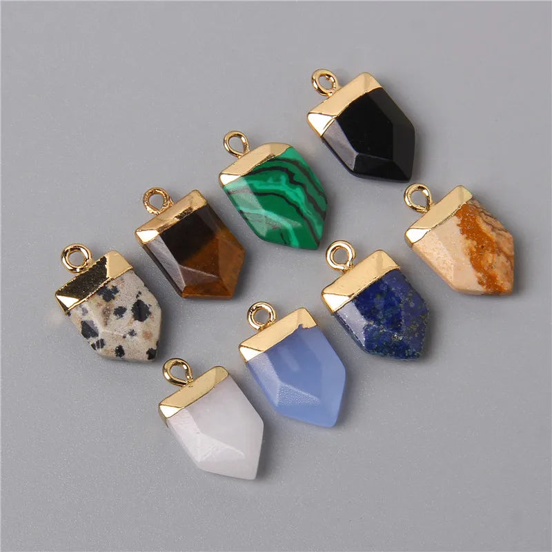 2pcs Natural Green Blue Yellow Stone Pendants Charm for Making Jewelry Necklace Earring Bracelets Women Men Diy Handmade 10x18mm