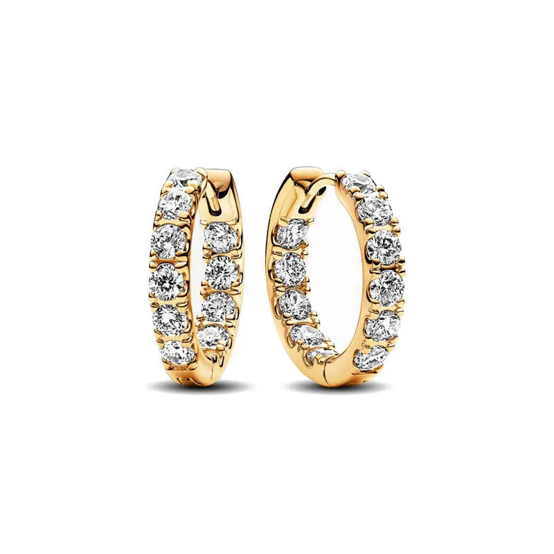 2024 Double Hoop Sun Moon 925 Silver Plated Butterfly Heart Earrings Stud Fit Original Charms Diy For Women Accessories
