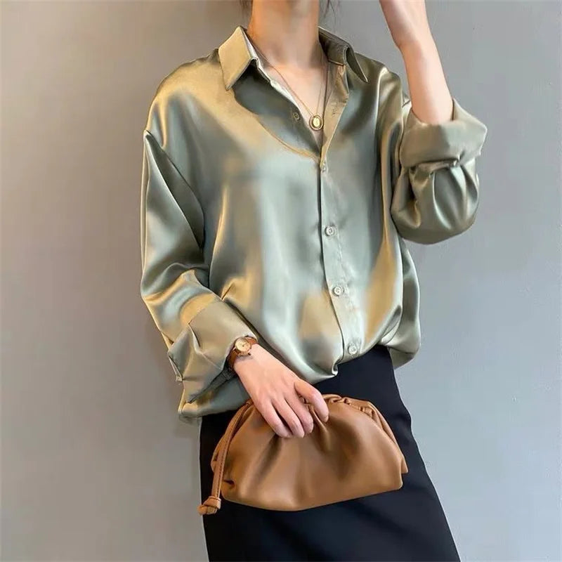 Woman Spring Autumn Style Blouses Shirts Lady Casual Long Sleeve Turn-down Collar Blusas Tops DF4849