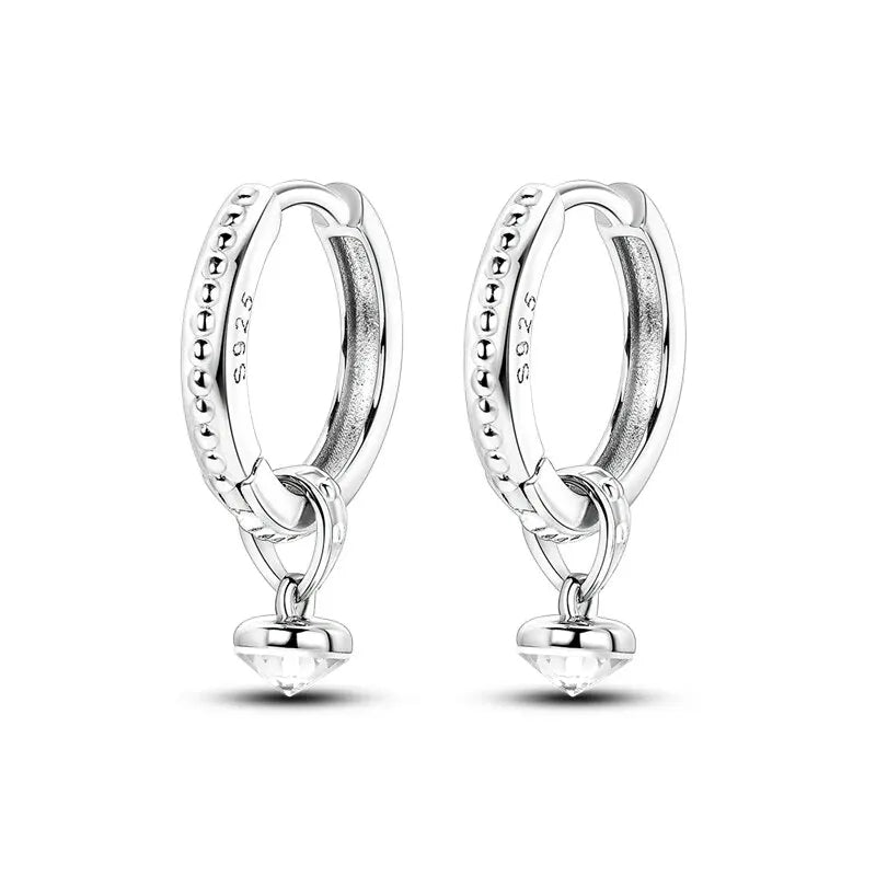 2024 New Sterling Silver S925 Zircon Round Hoop Personality Anti-Lnset Earrings Simple Fine Jewelry For Women Girls Party Gifts