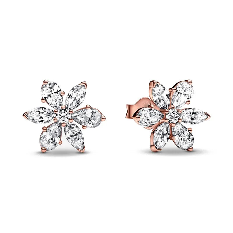 2024 Double Hoop Sun Moon 925 Silver Plated Butterfly Heart Earrings Stud Fit Original Charms Diy For Women Accessories