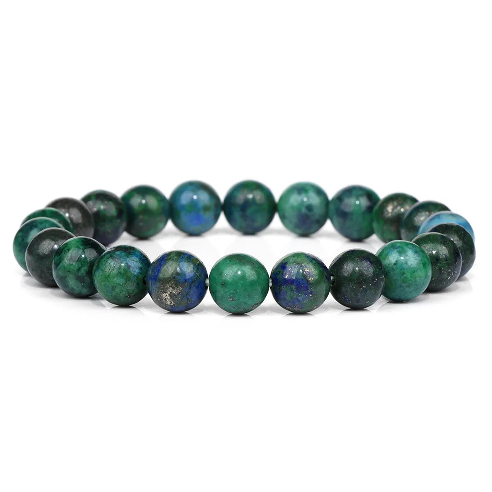 8MM Green Stone Bracelet Natural Agates Aventurine Jades Gem Stone Stretch Bangle Healing Energy Wealth Handmade Jewelry Gift