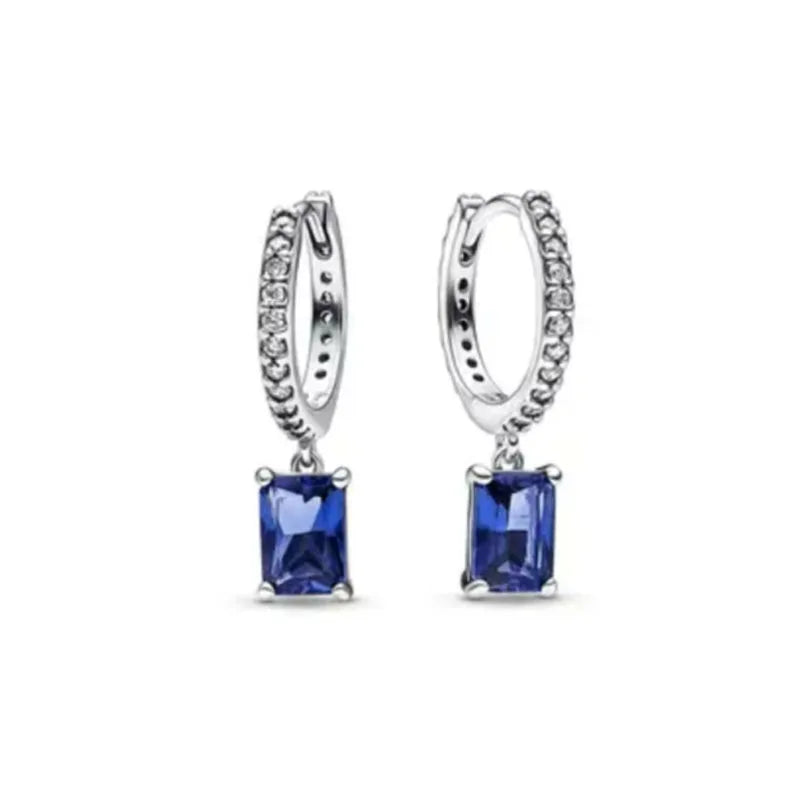 2024 Double Hoop Sun Moon 925 Silver Plated Butterfly Heart Earrings Stud Fit Original Charms Diy For Women Accessories