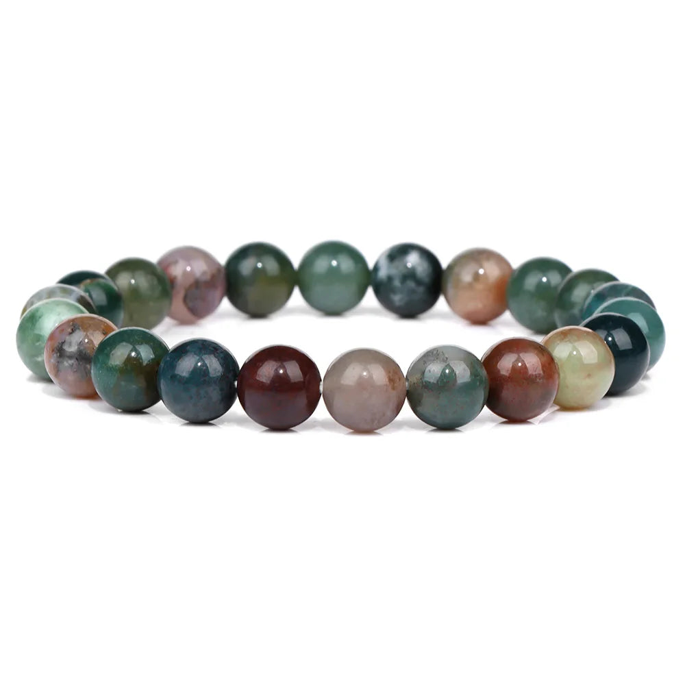 8MM Green Stone Bracelet Natural Agates Aventurine Jades Gem Stone Stretch Bangle Healing Energy Wealth Handmade Jewelry Gift