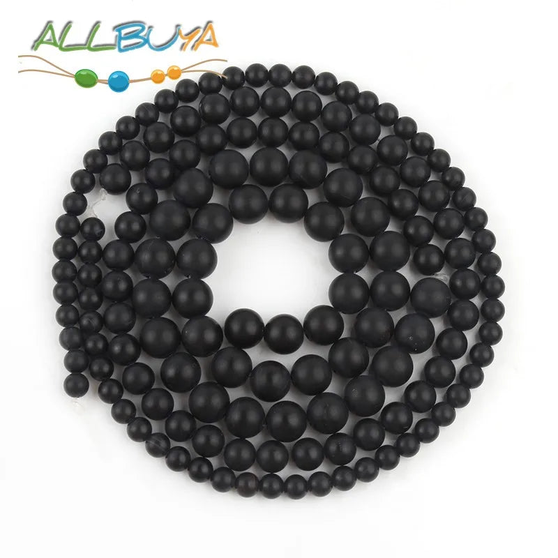 2 Strands Natural Stone Beads Matte White/Black Agata Beads for Jewelry Making DIY Bracelets Accessories Minerals beads 15 inch