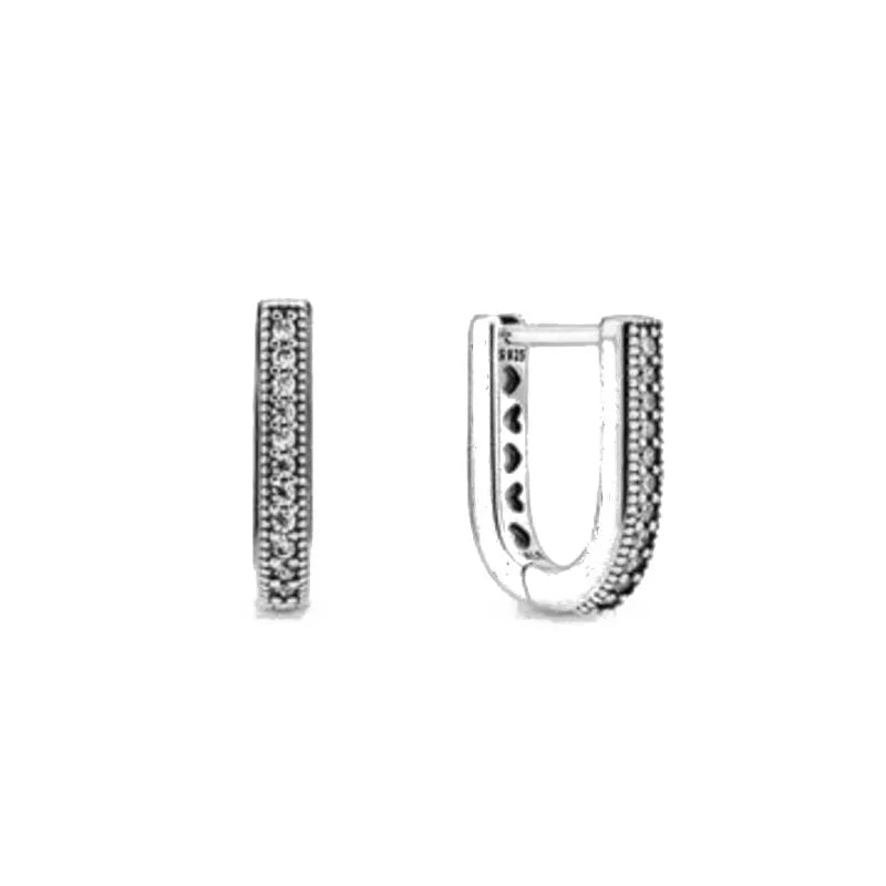 2024 Double Hoop Sun Moon 925 Silver Plated Butterfly Heart Earrings Stud Fit Original Charms Diy For Women Accessories