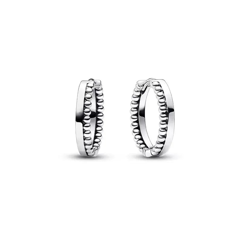 2024 Double Hoop Sun Moon 925 Silver Plated Butterfly Heart Earrings Stud Fit Original Charms Diy For Women Accessories
