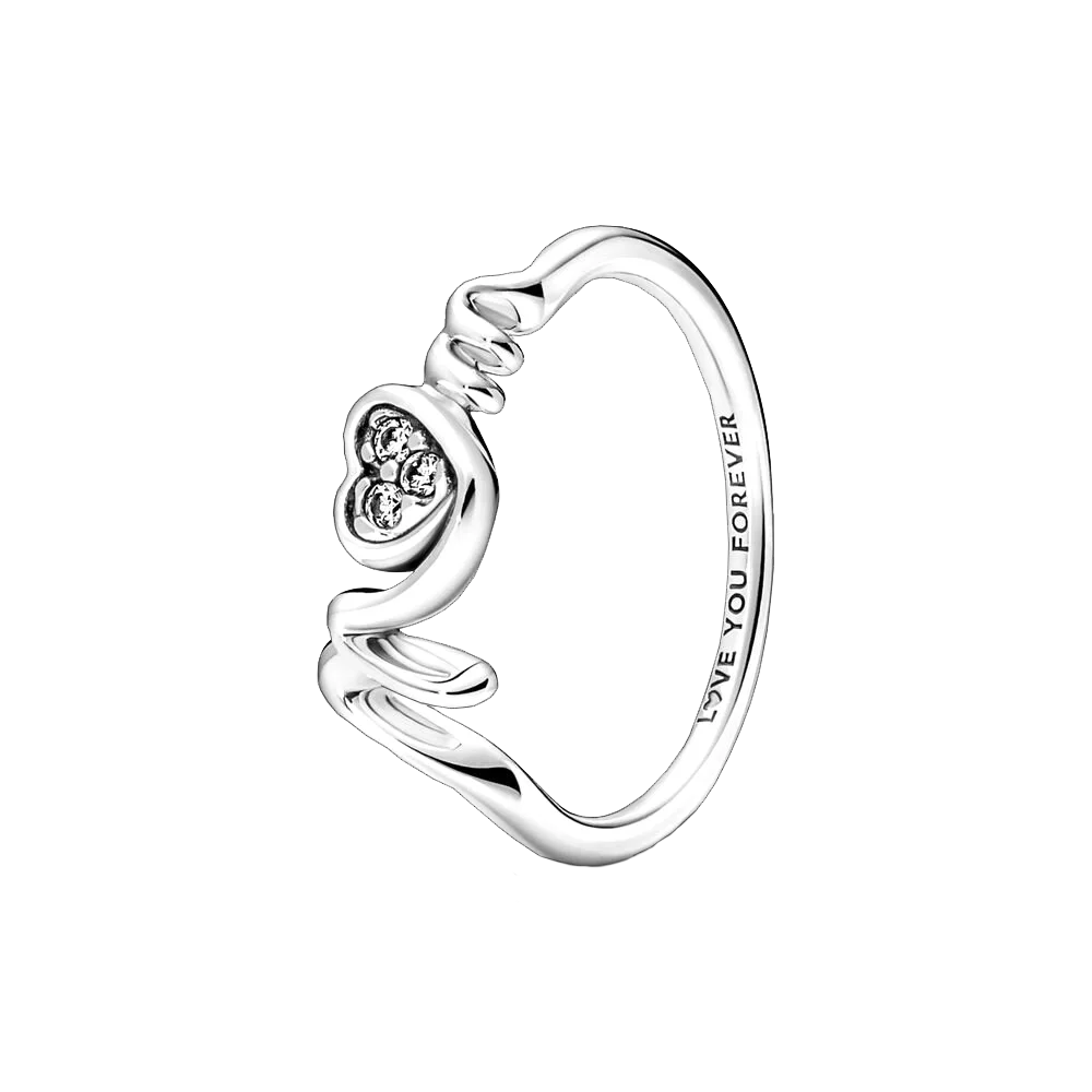 925 Sterling Silver Sparkling Wishbone Angel Wing Bow Mom Heart Clear Zircon CZ Tiara Rings For Women Anniversar Wedding Jewelry